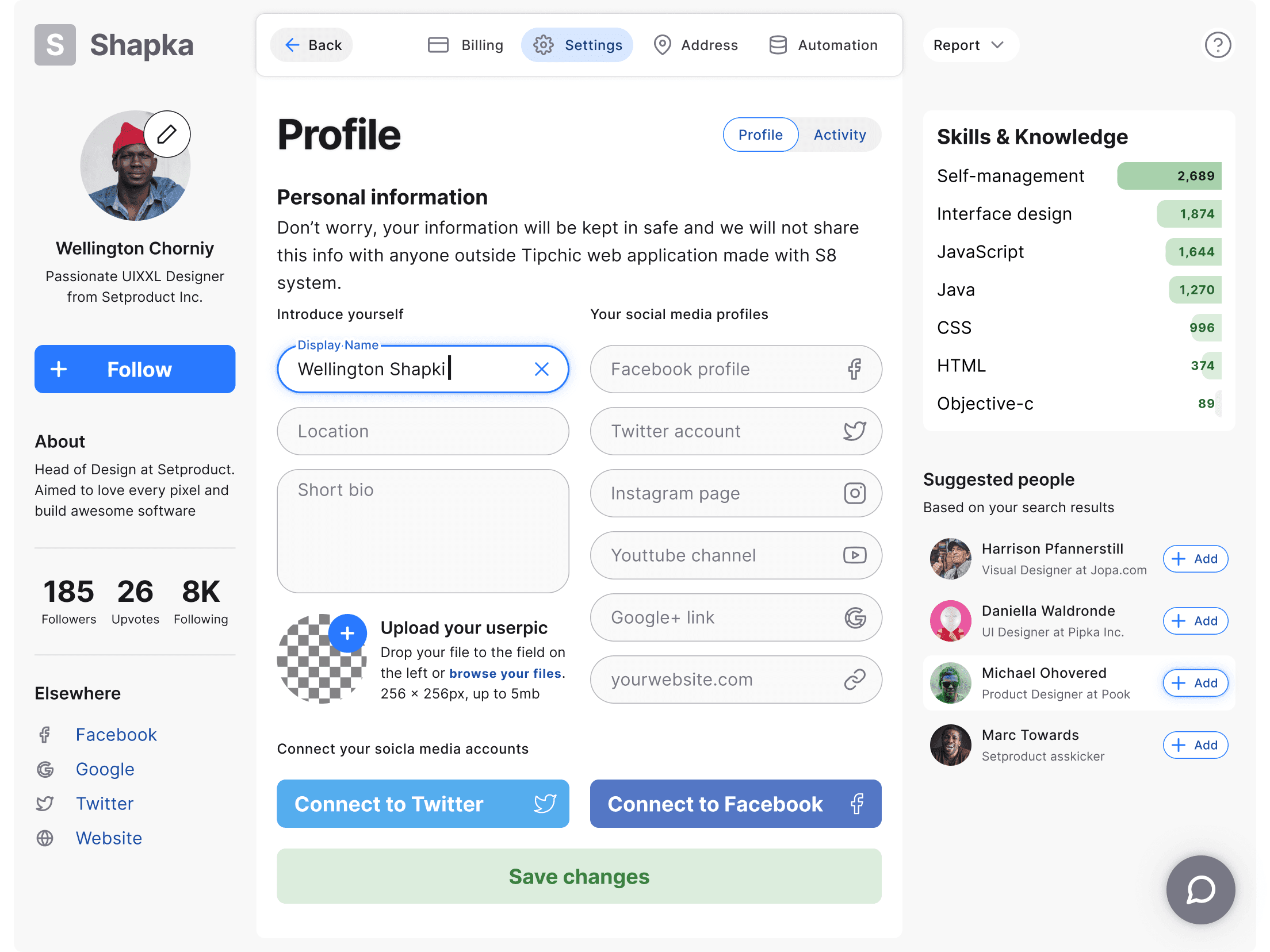 Figma design system - Profile UI kit