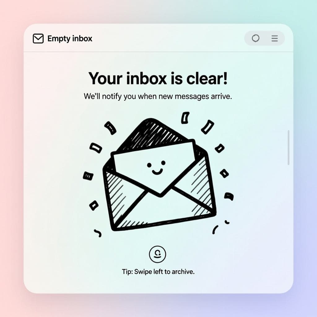 Empty state design - your inbox is clear