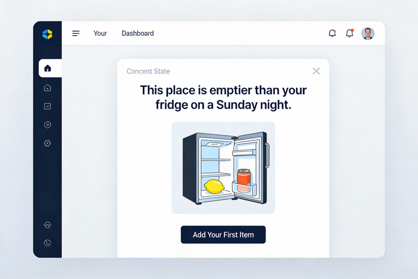 Be subtle with humor and illustration when designing Empty State screens