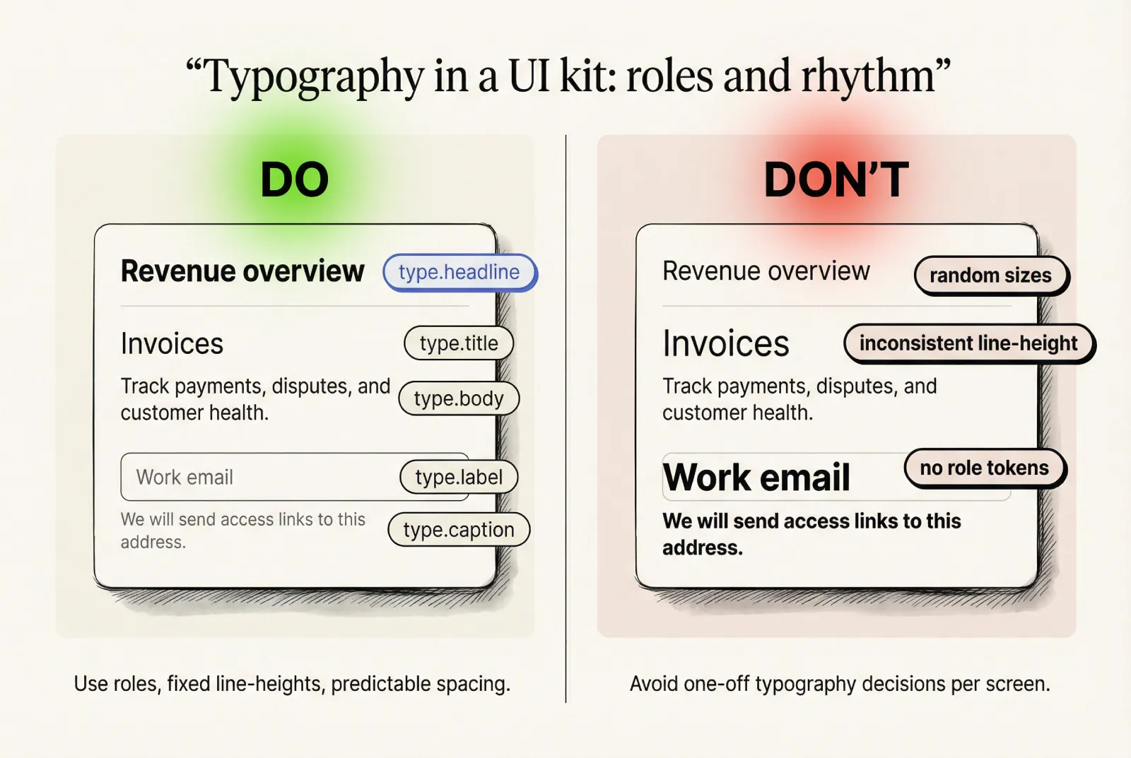 Typography and numeric formatting as part of the UI kit foundation