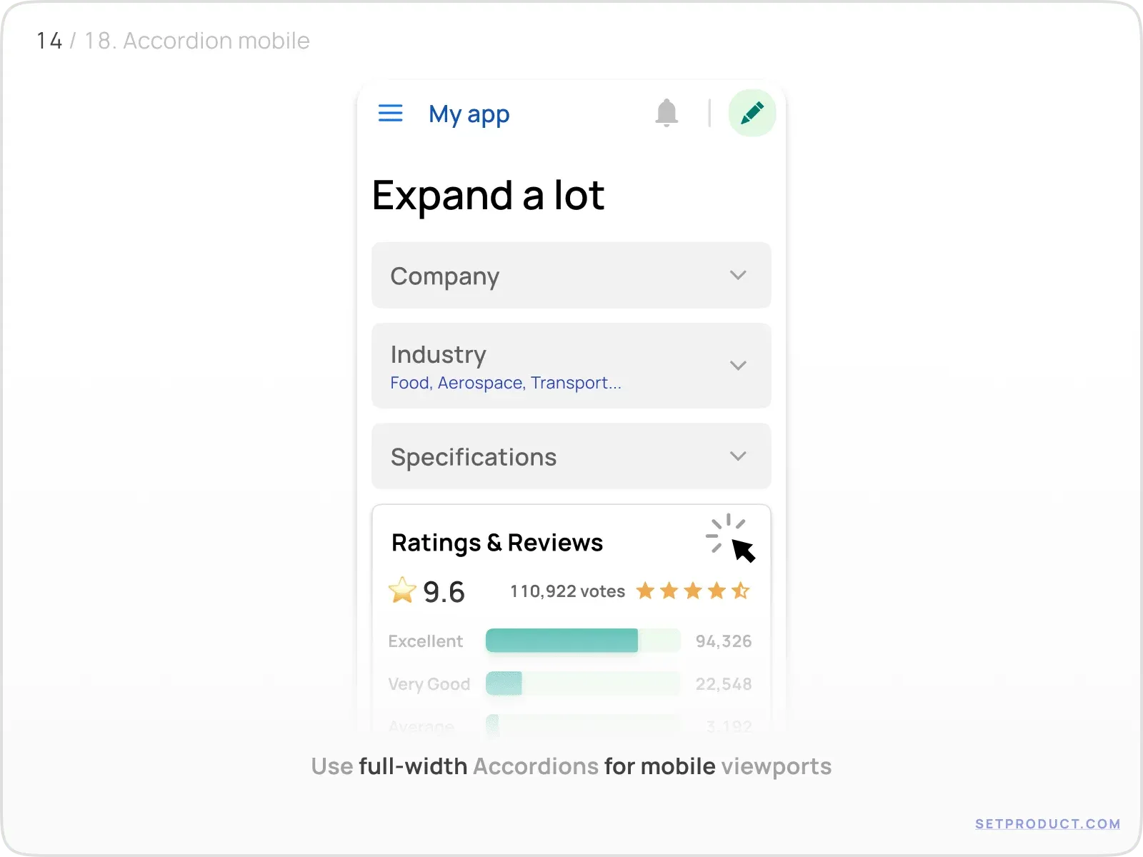 Accordion usage example showing full-width usage
