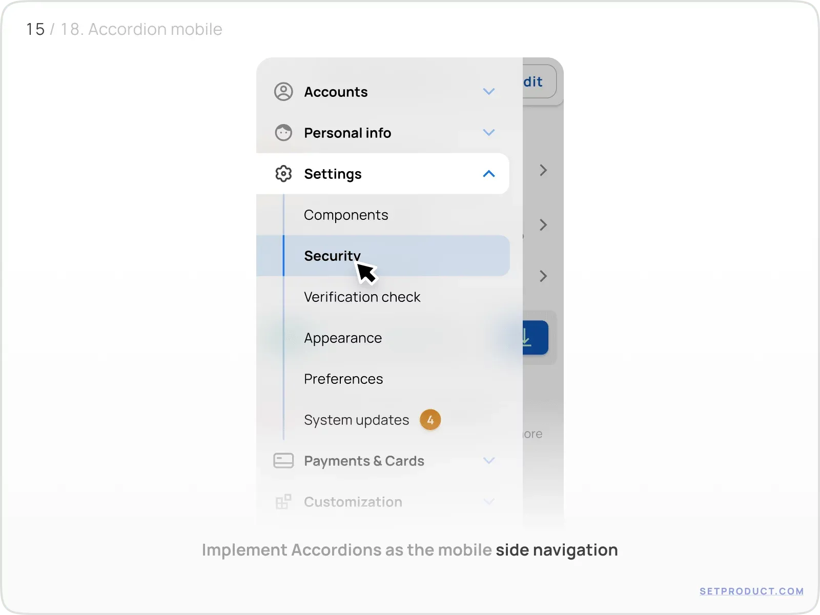 Accordion example illustrating side menu