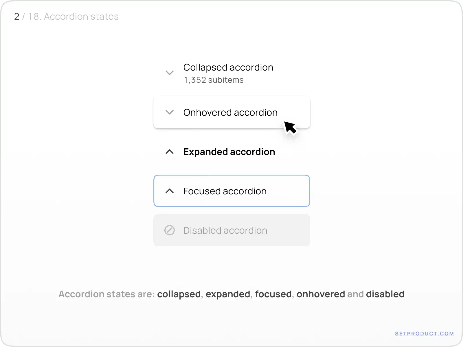 Accordion example illustrating states