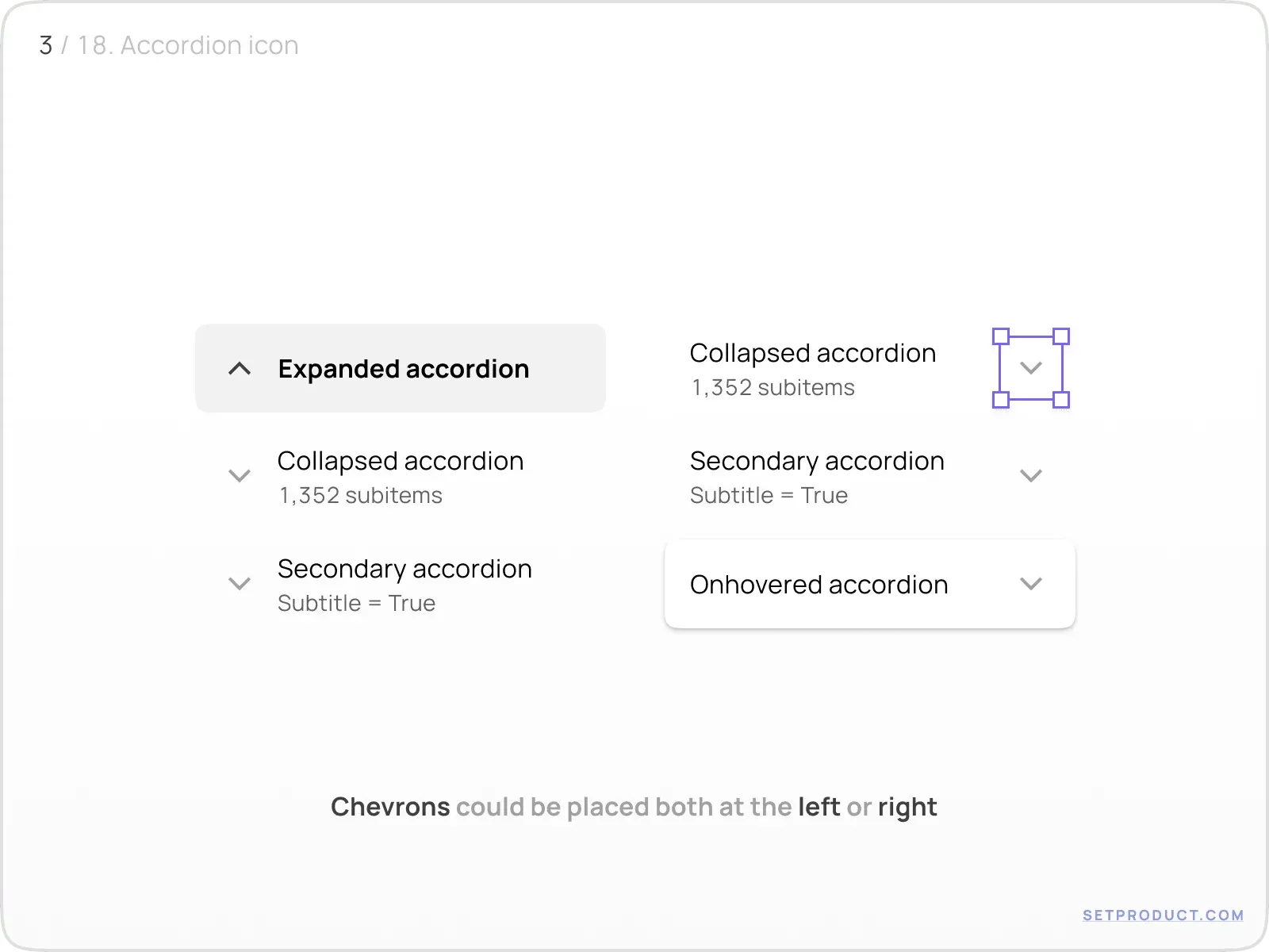 Accordion example illustrating chevrons placement