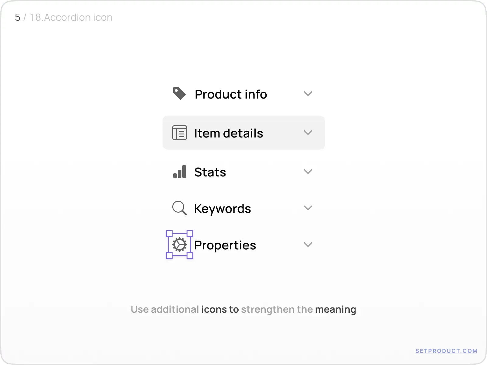 Accordion example illustrating additional icon