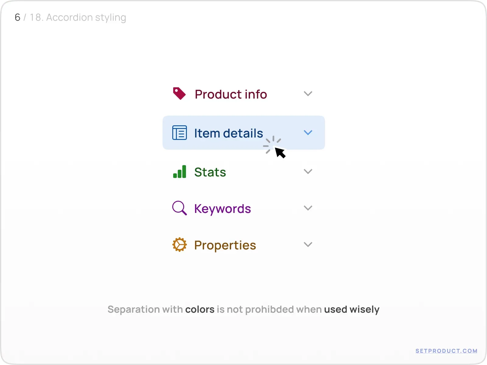 Accordion example illustrating additional icon
