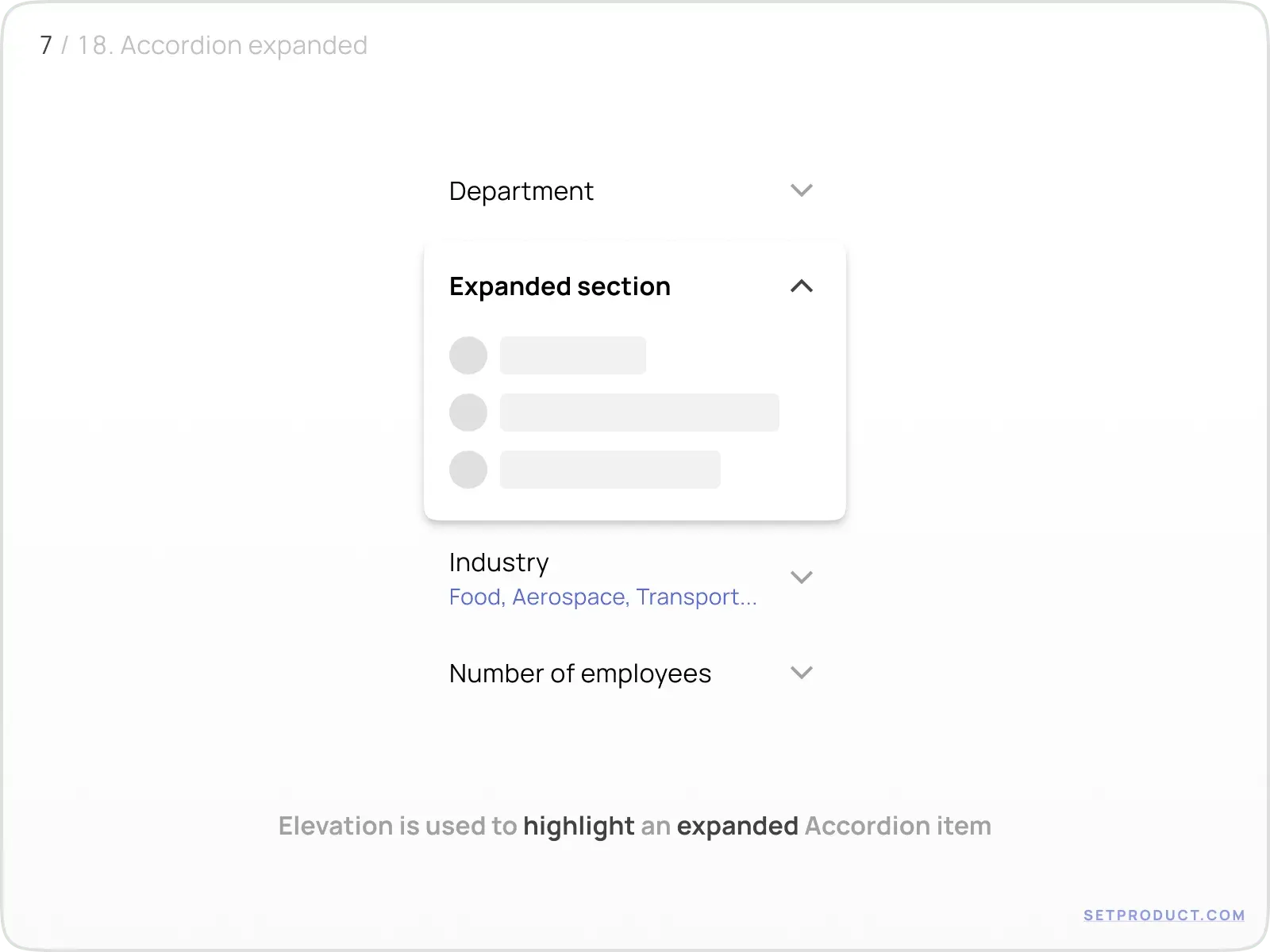 Accordion expanded item shown in example