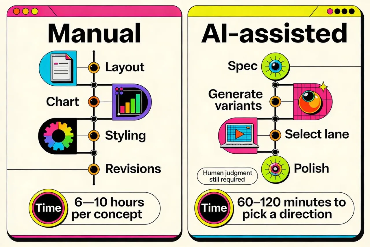 How AI-assisted production explores more infographic directions faster than manual design