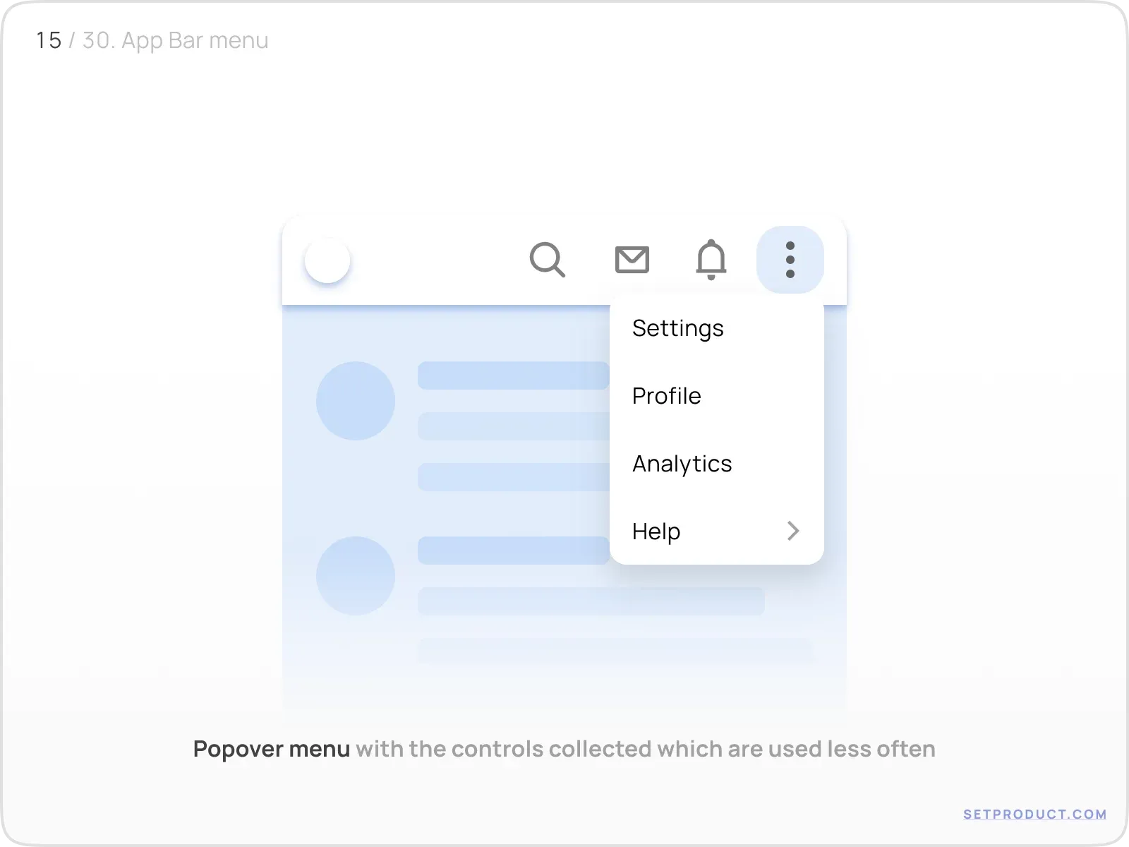 App bar example illustrating icons