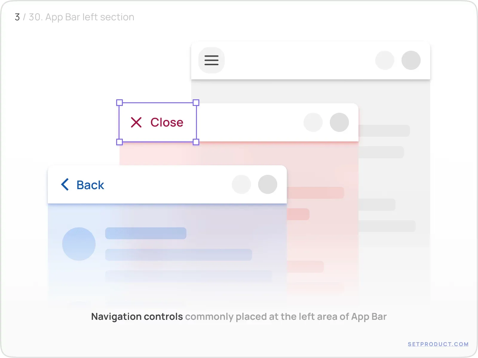 App bar example illustrating left controls