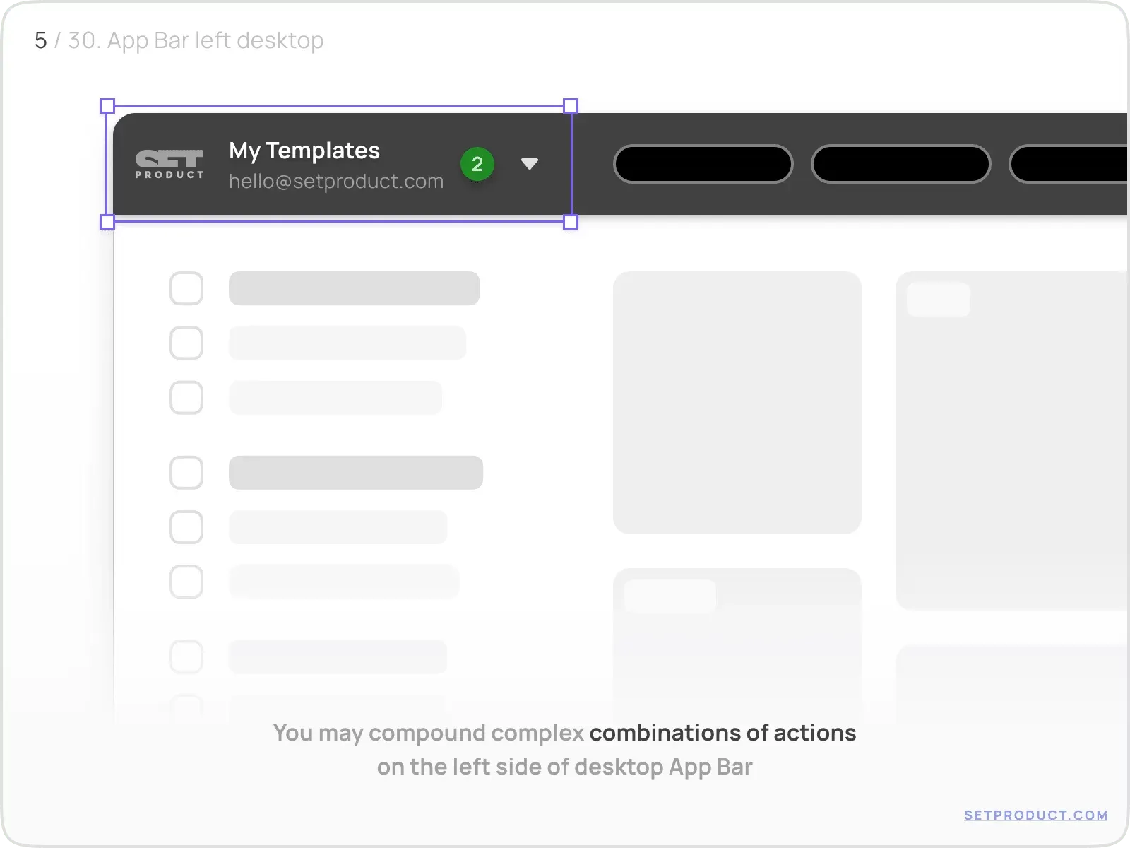App bar example illustrating left controls