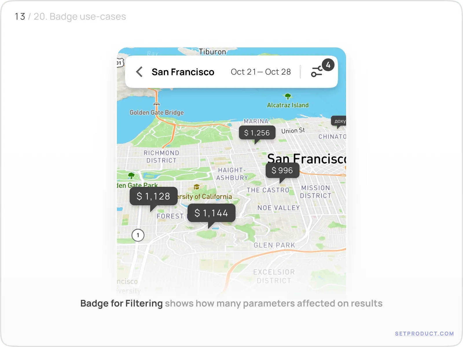 Badge example illustrating filtering