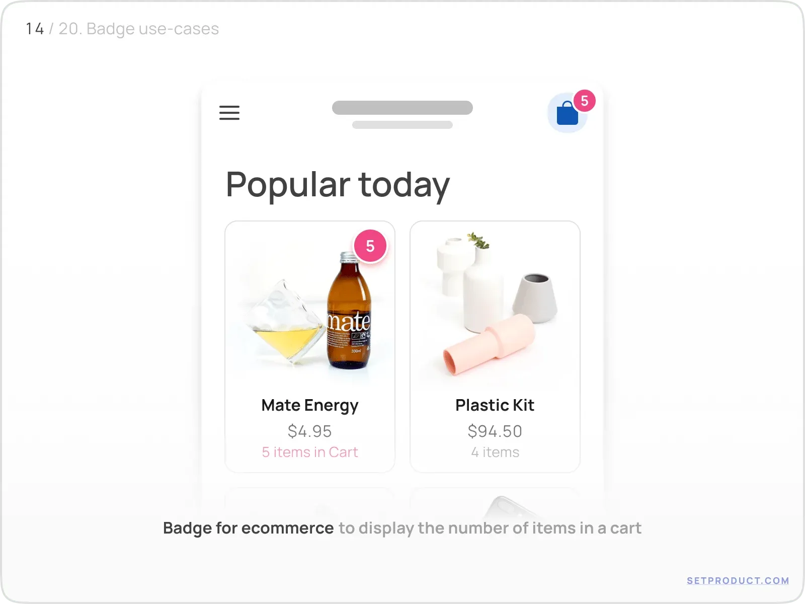 Badge example illustrating ecommerce