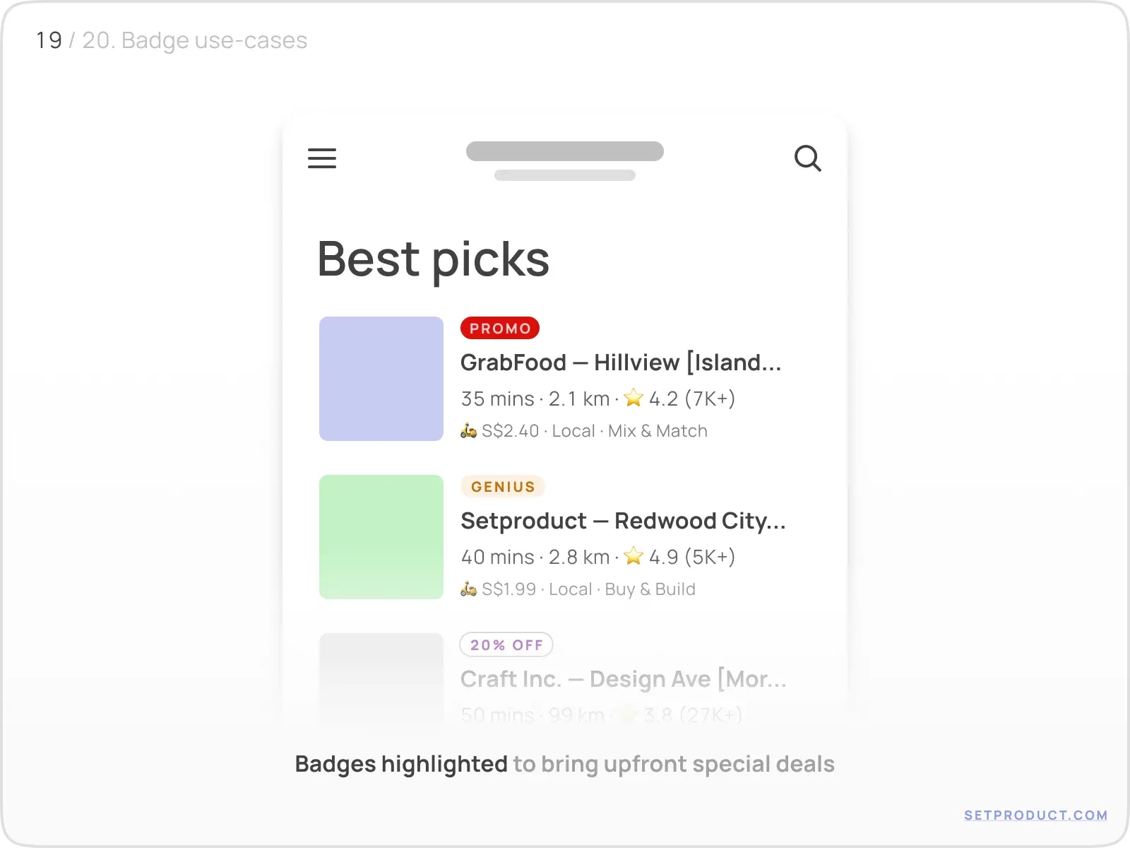Badge example illustrating categorizing