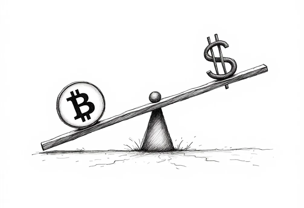 Design example illustrating bitcoin is losing dollar value