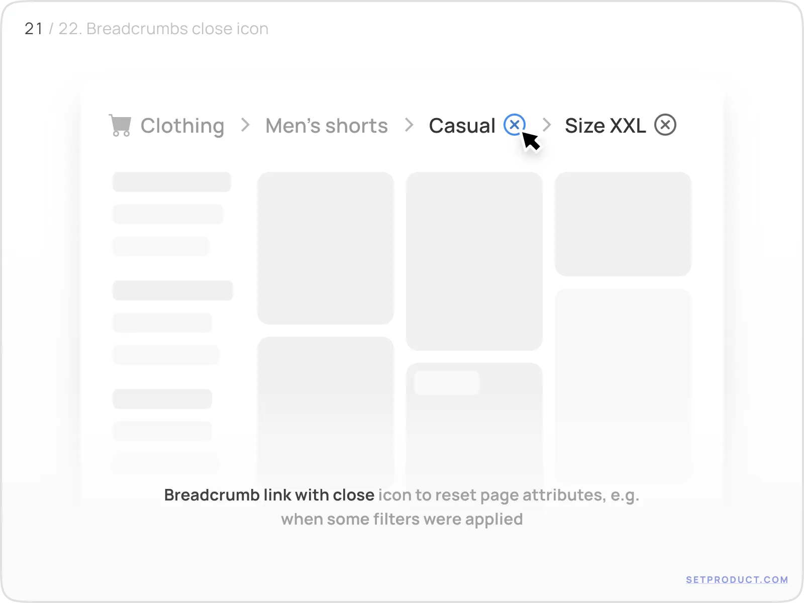 Breadcrumbs example illustrating breadcrumbs with dismiss buttons