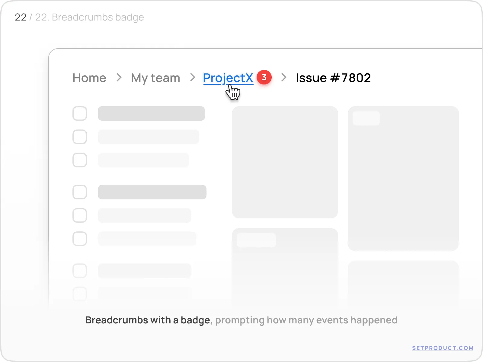 Breadcrumbs example illustrating breadcrumbs with status indicators (badges)
