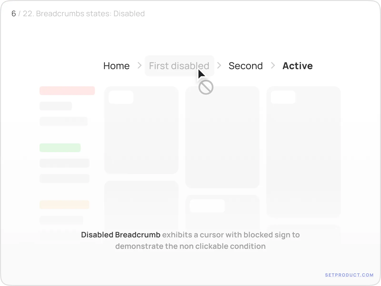 Breadcrumbs disabled state shown in example