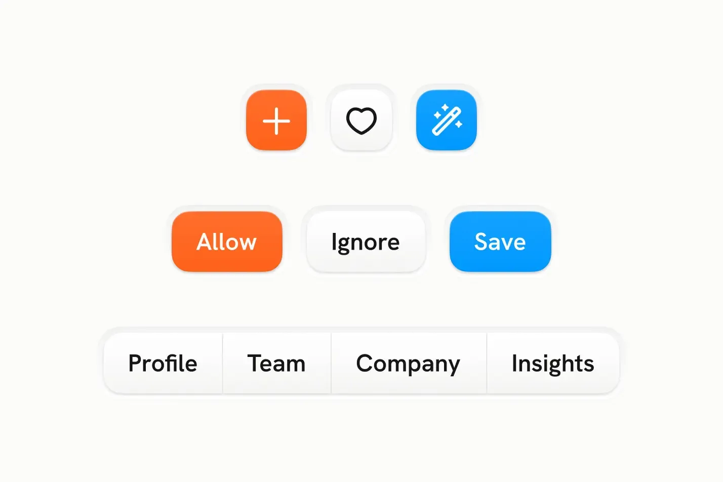 Button group exploring related actions grouped in one control