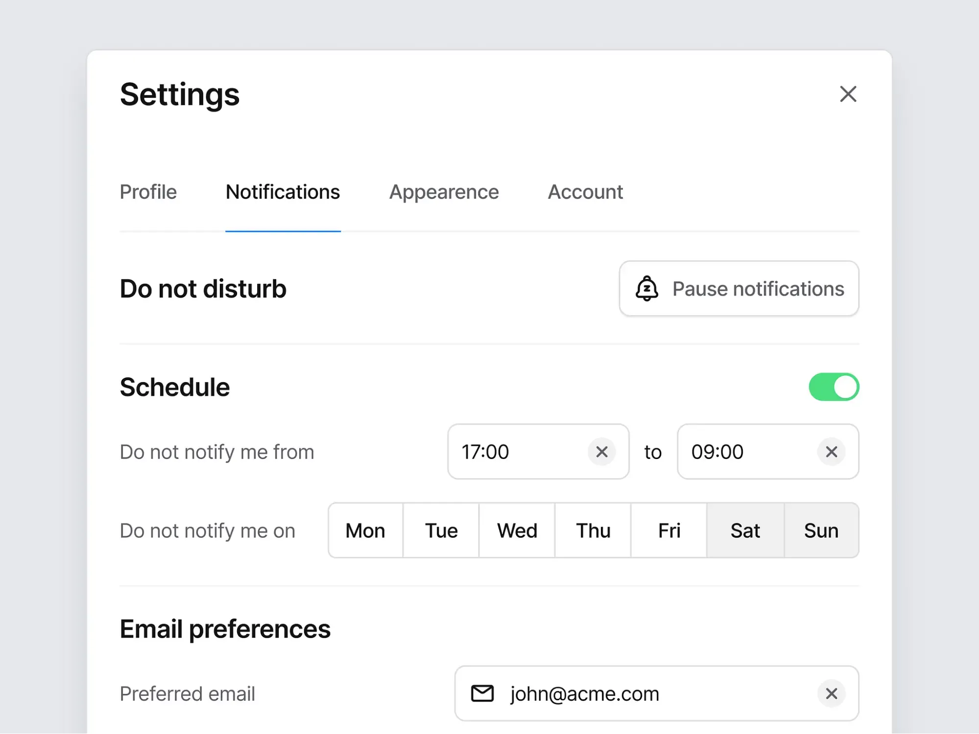 Button group in account settings by Vasile Labici