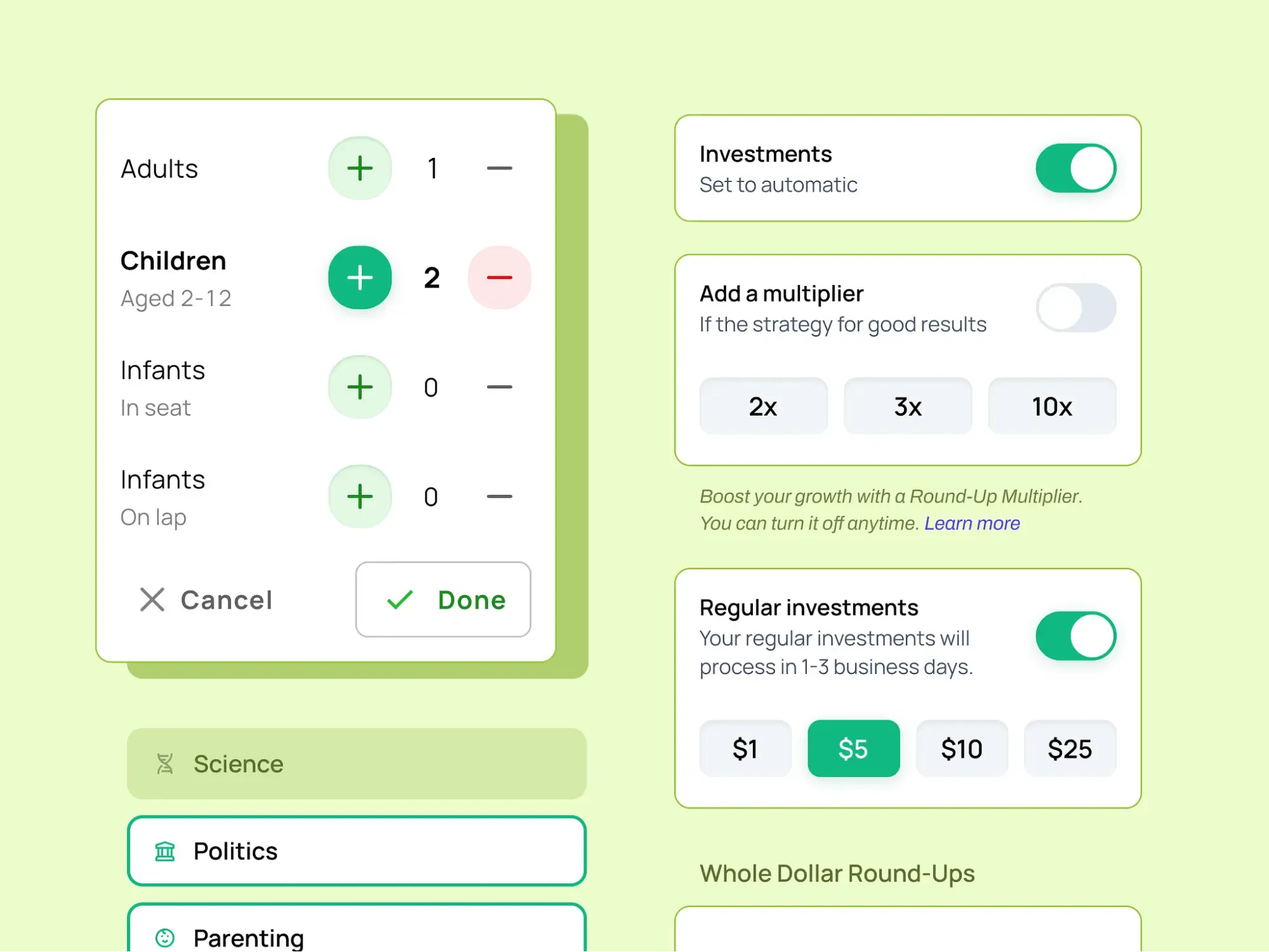 Button group showing back, next, and cancel for workflow direction