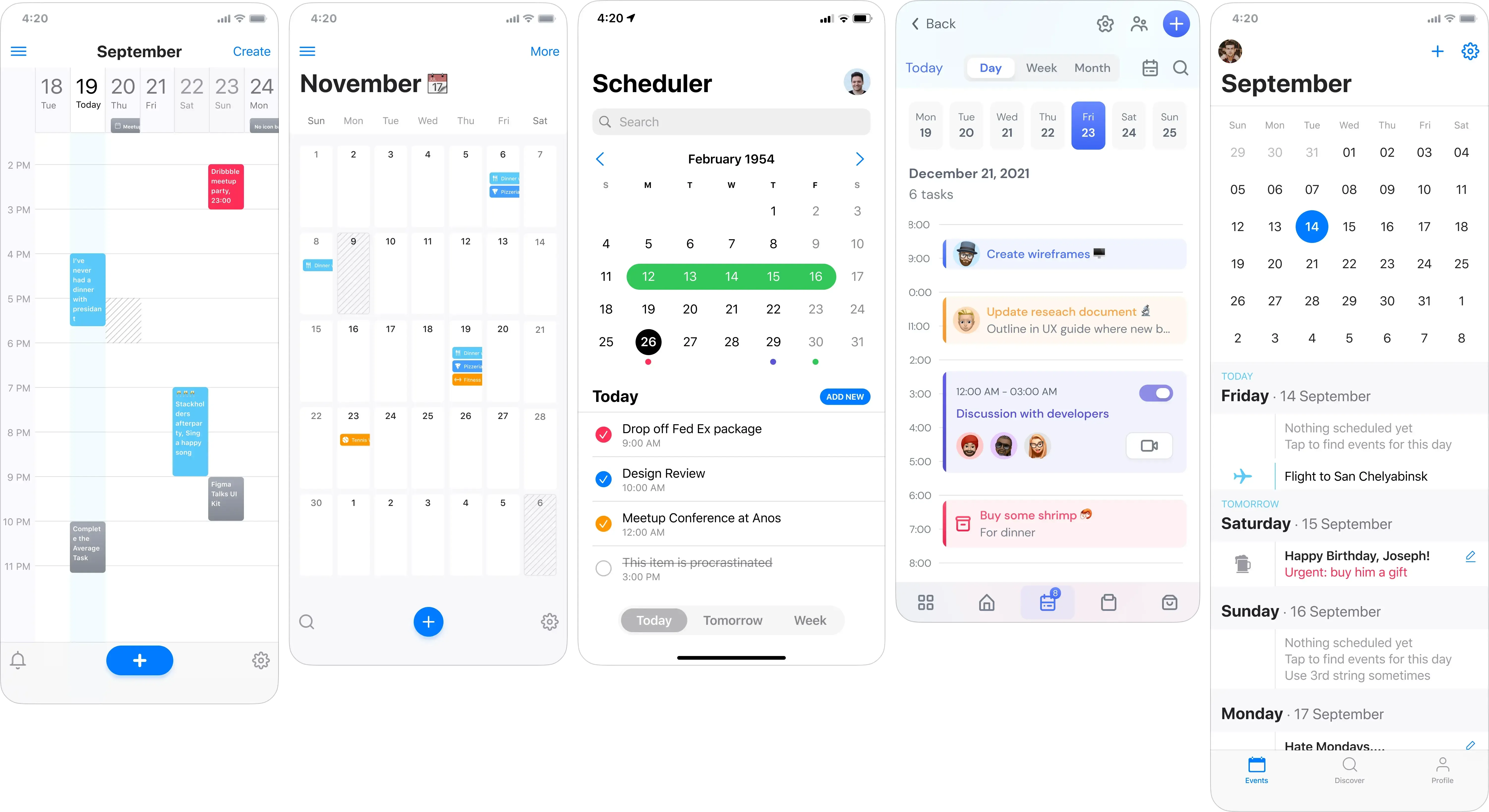 Calendar vs date picker anatomy diagram with key parts labeled