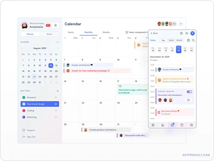 Calendar vs date picker example illustrating calendar