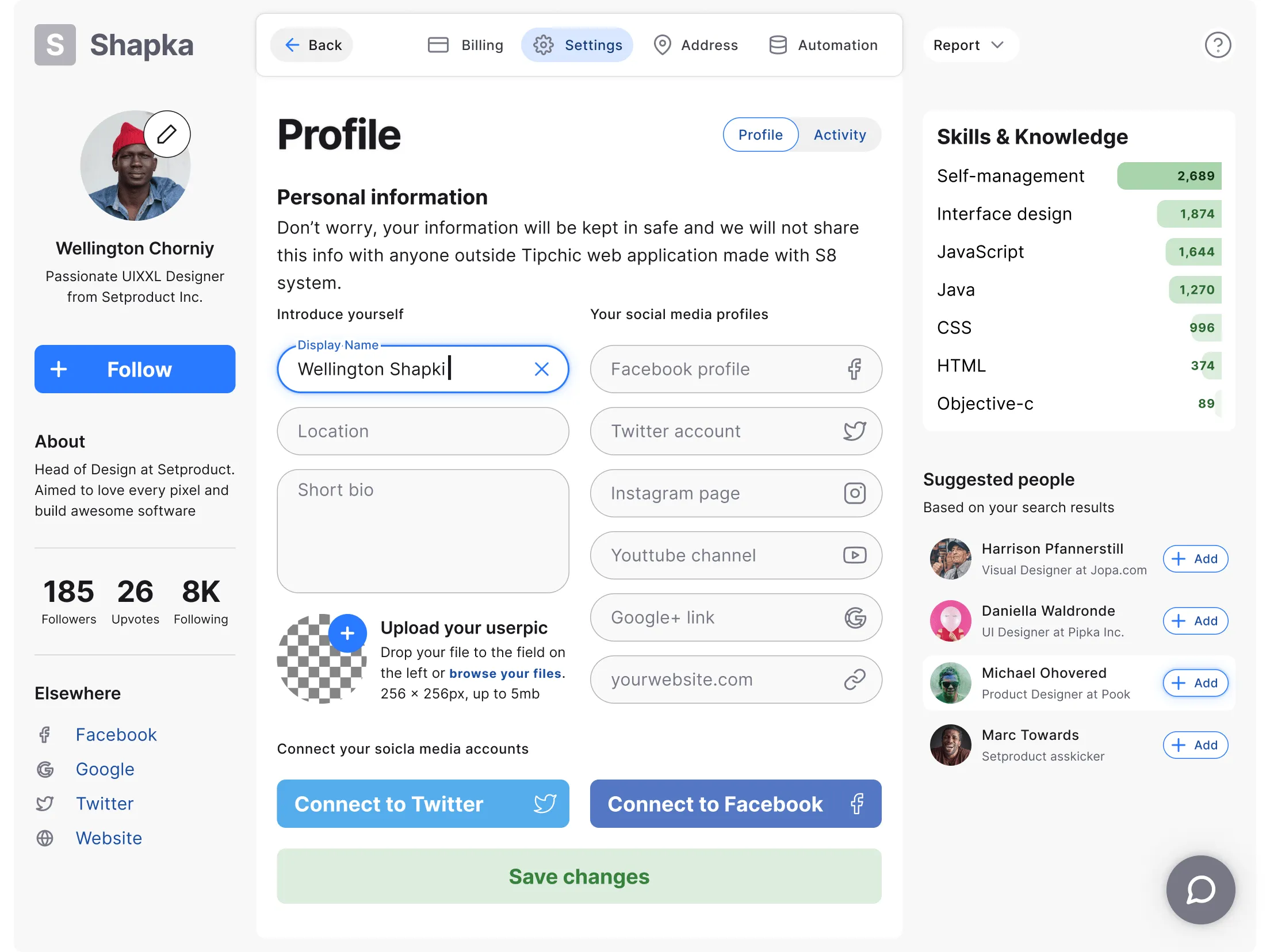 Figma design system - Profile UI kit
