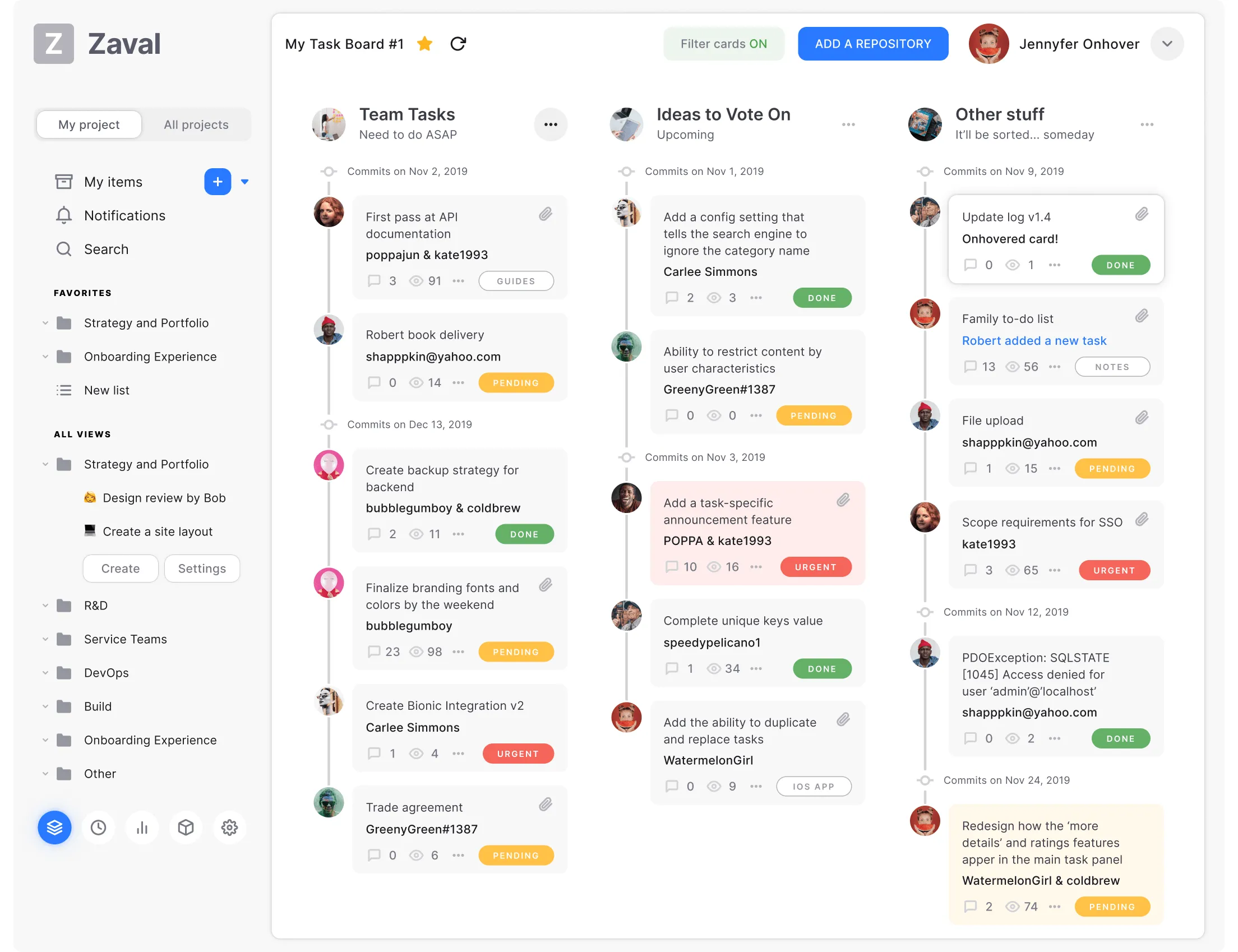 Project management UI kit from the S8 design system