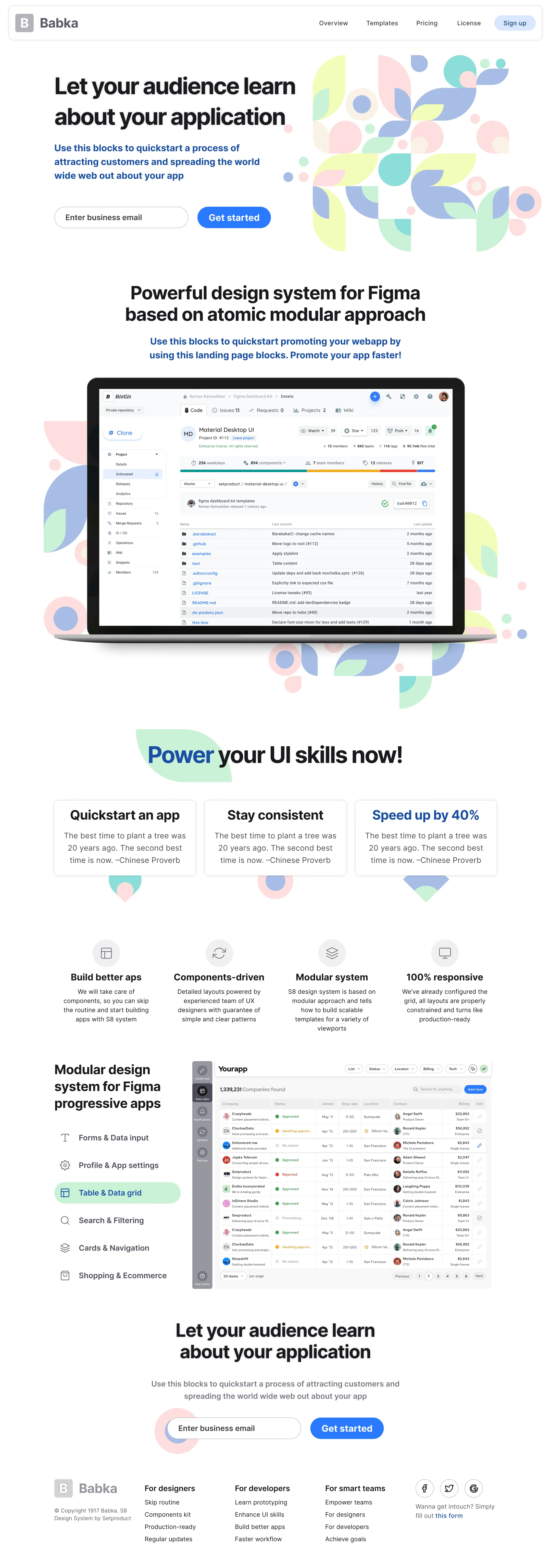 Web UI kit landing page from the S8 design system