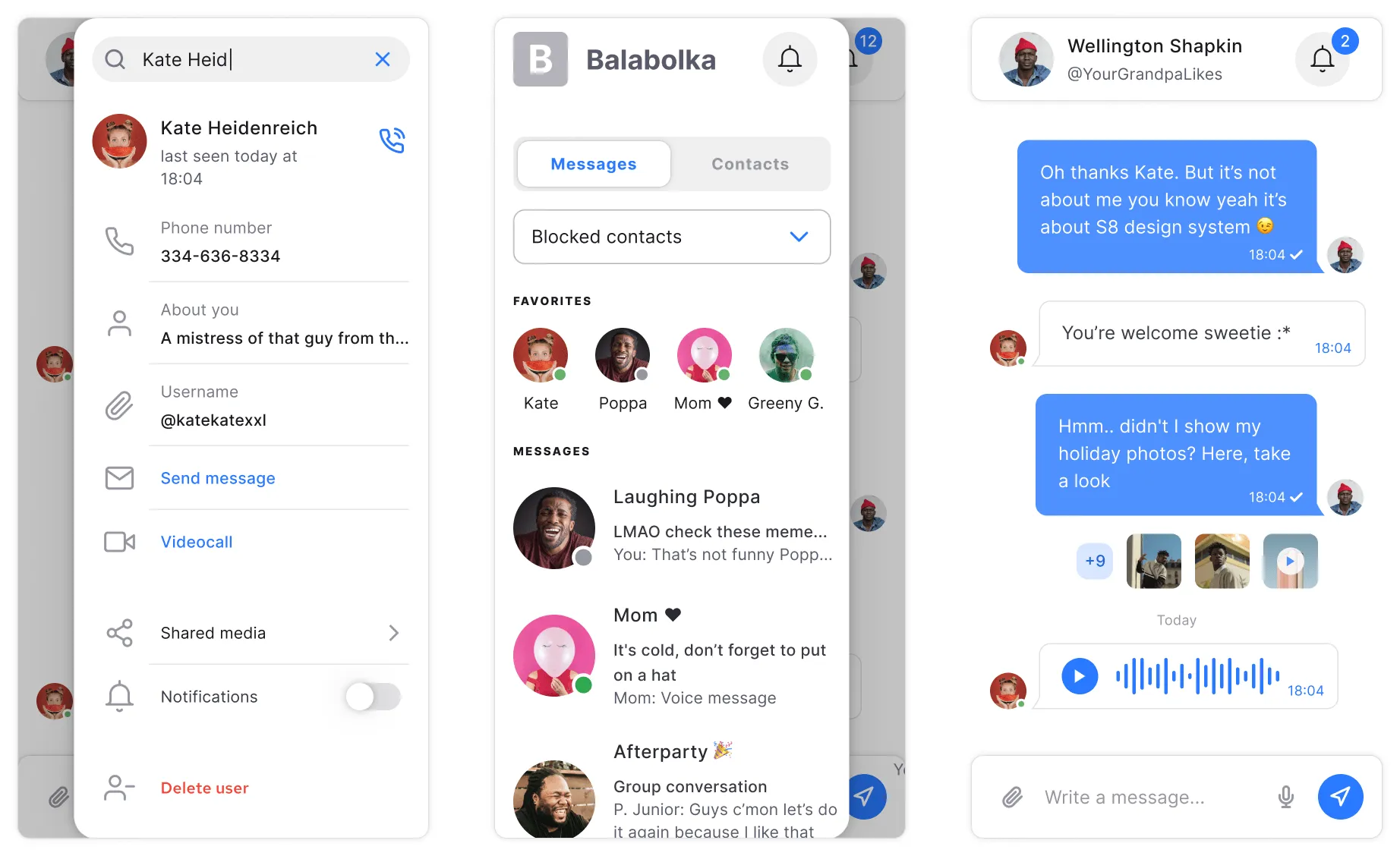 Messenger UI kit from the S8 design system