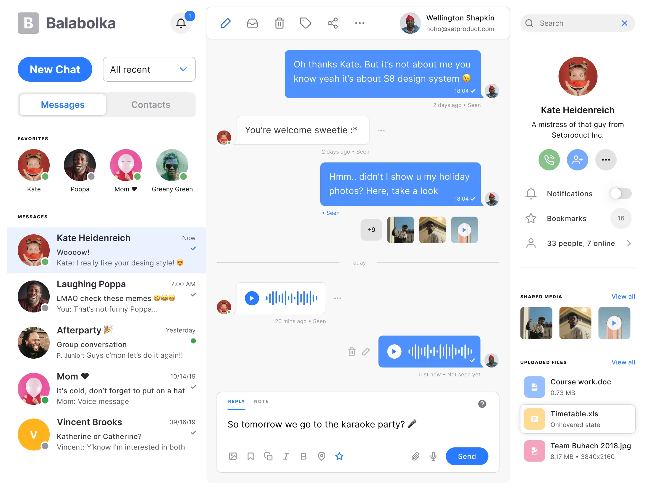 Messenger UI kit components from the S8 design system