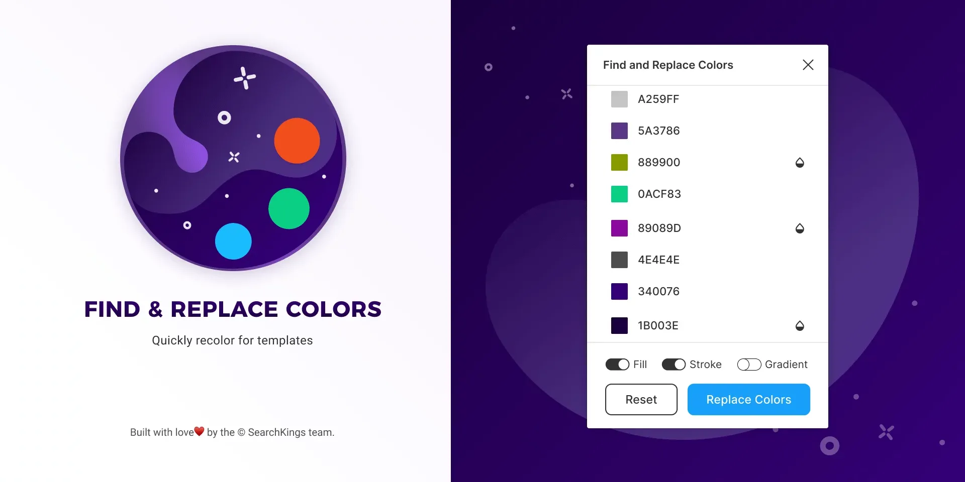 Find and Replace Colors plugin preview organising color styles