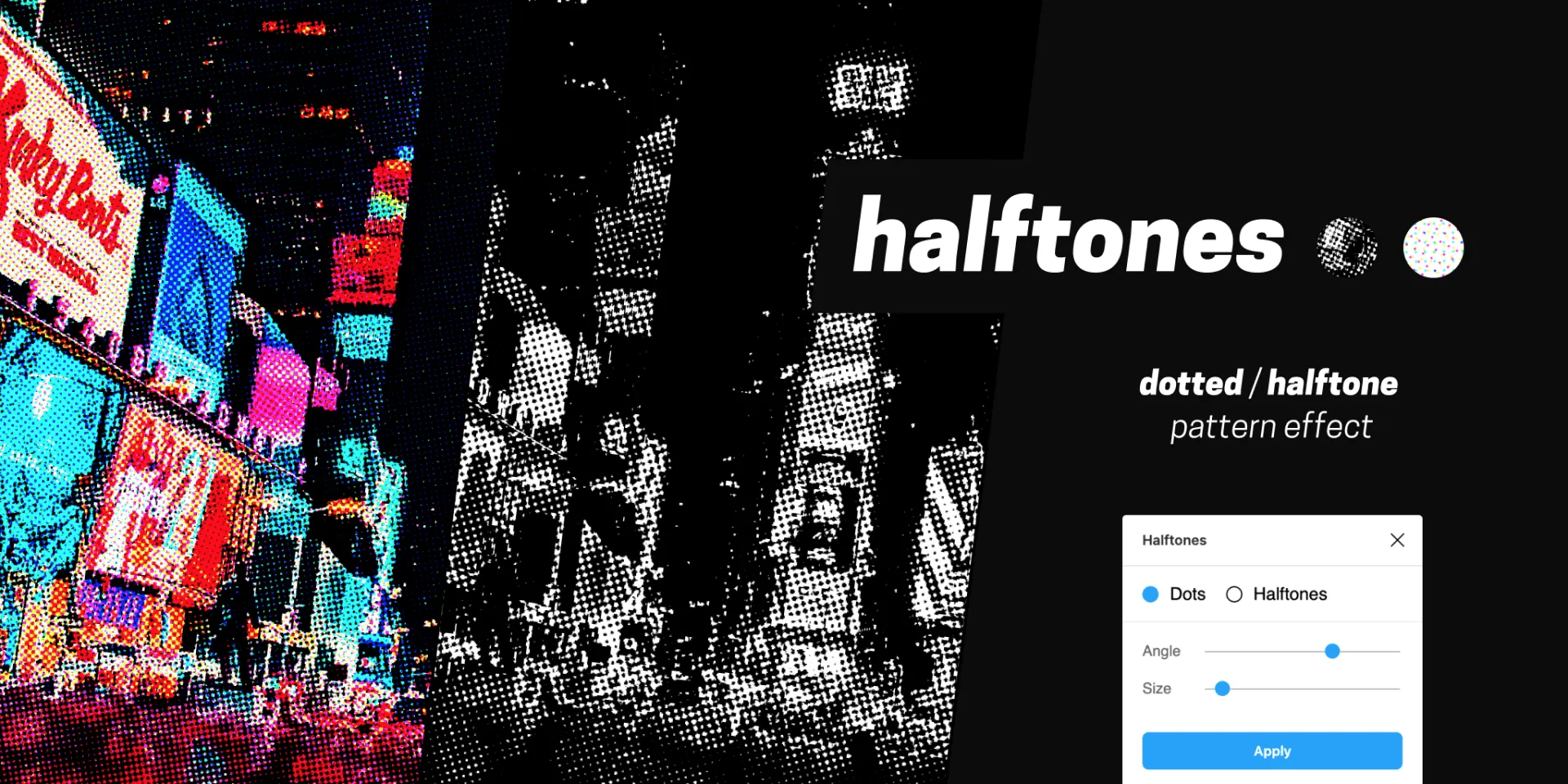 Halftones plugin preview applying a dotted effect to an image
