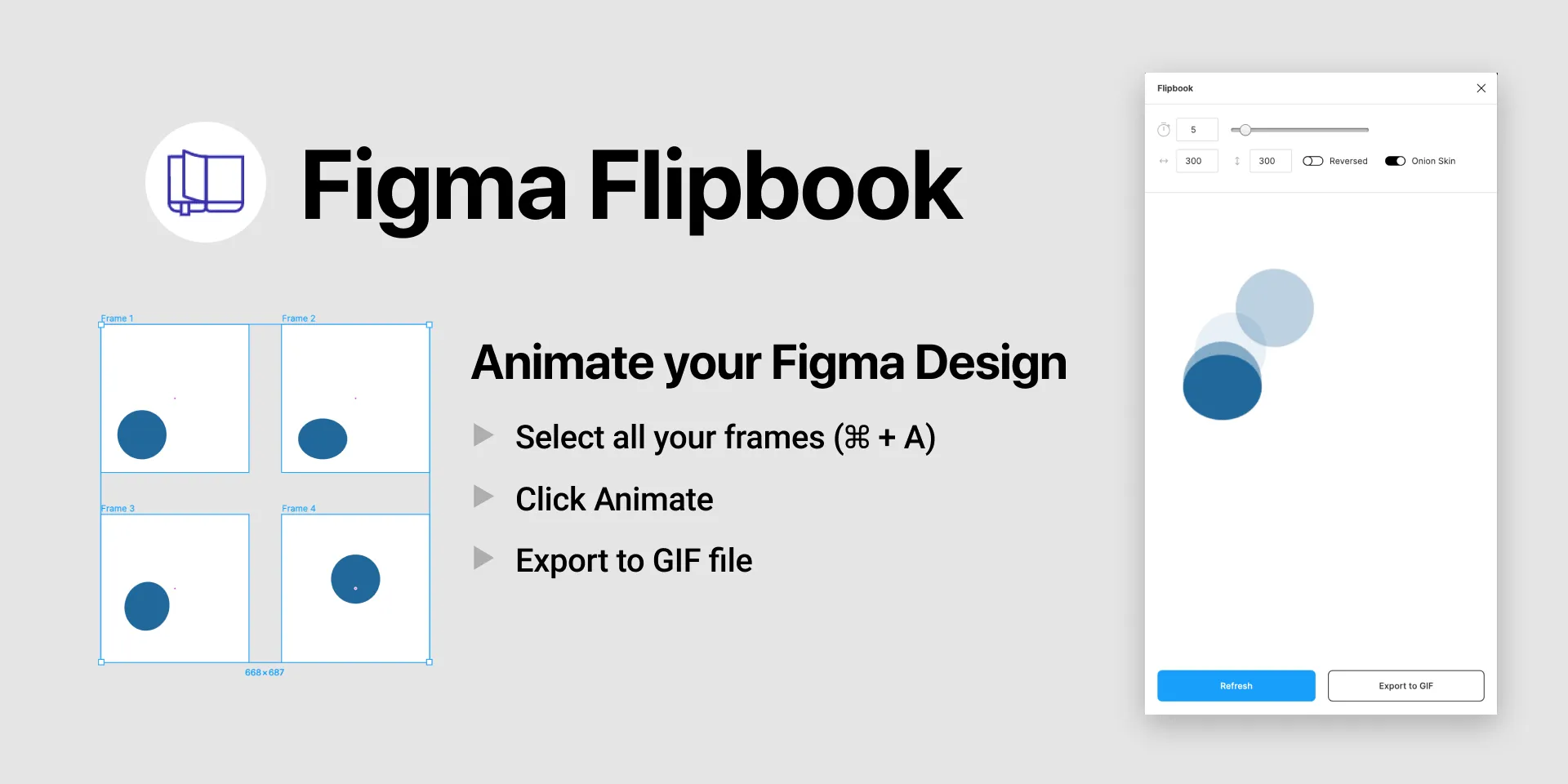 Flipbook plugin preview animating Figma frames