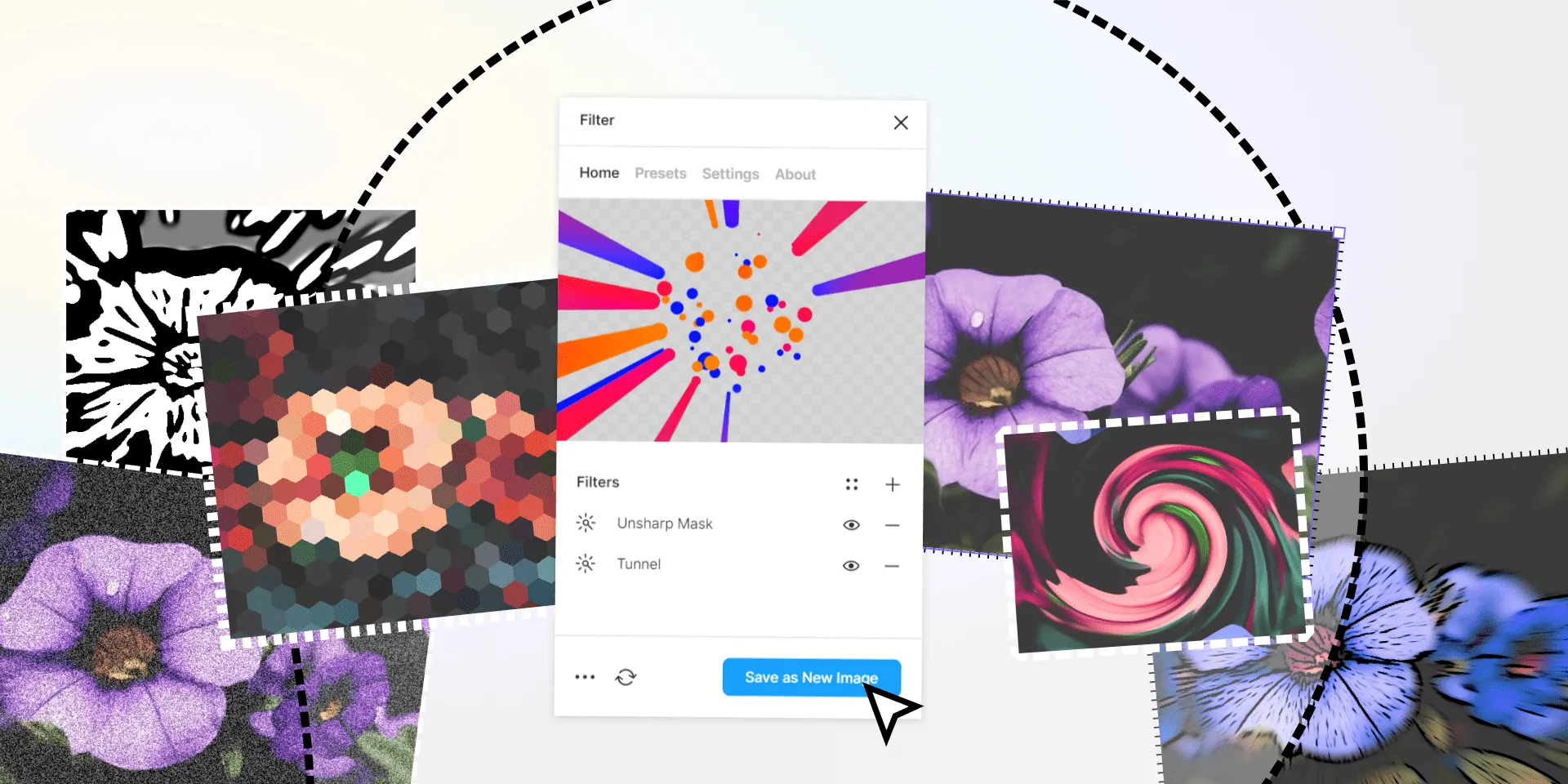 Filter plugin preview applying image filters inside Figma