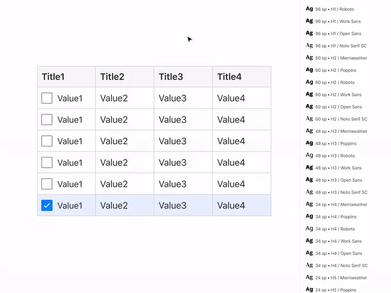 Design example illustrating row-component