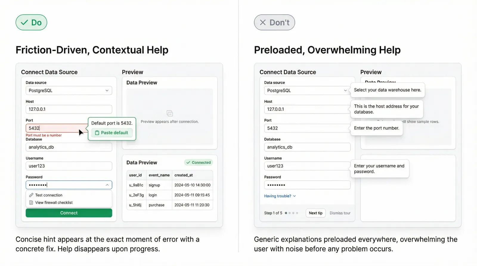 Design example illustrating the principle: help on demand, in context