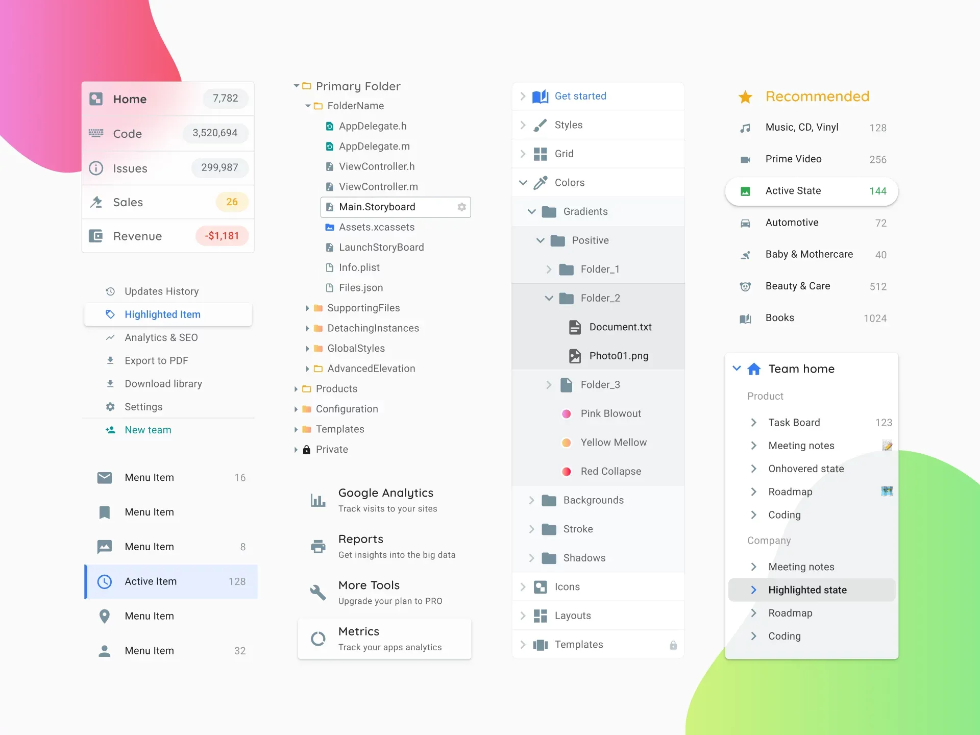 Navigation UI design components