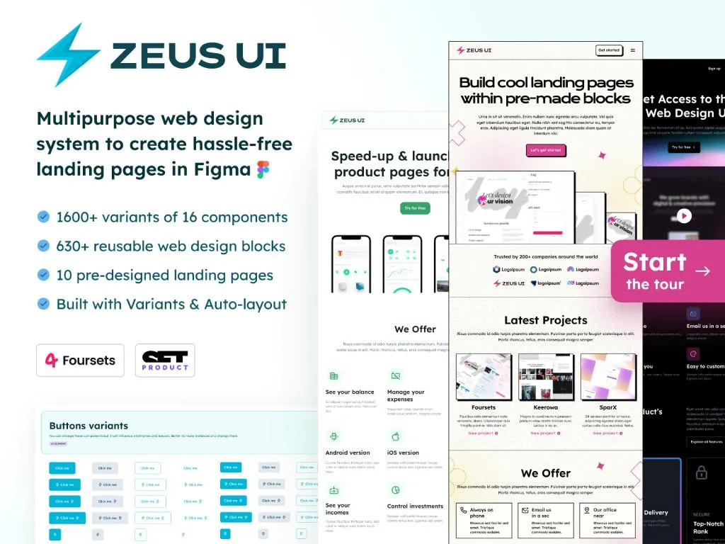 Figma web design templates to create hassle-free websites faster. It contains every possible section you need (more than 600 editable blocks included)