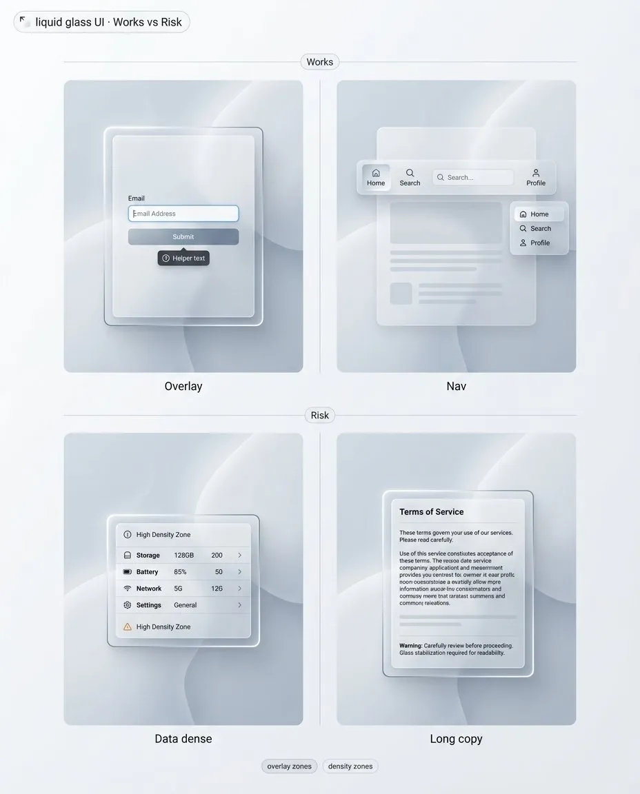Where glass works best in product UI