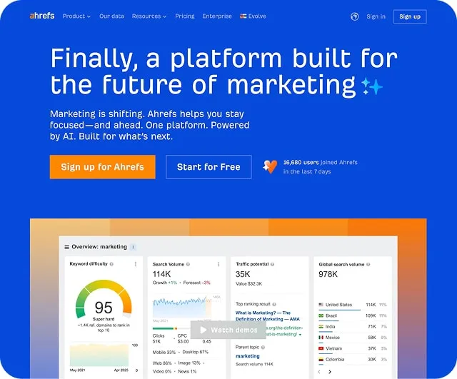 Design example illustrating let’s start with ahrefs‍