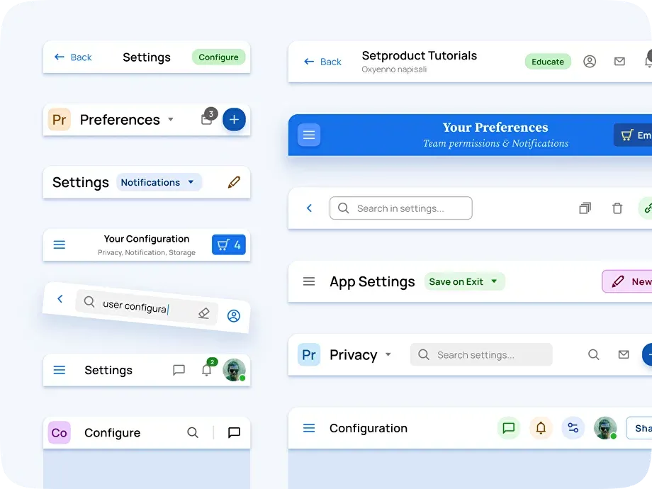 Settings example illustrating header