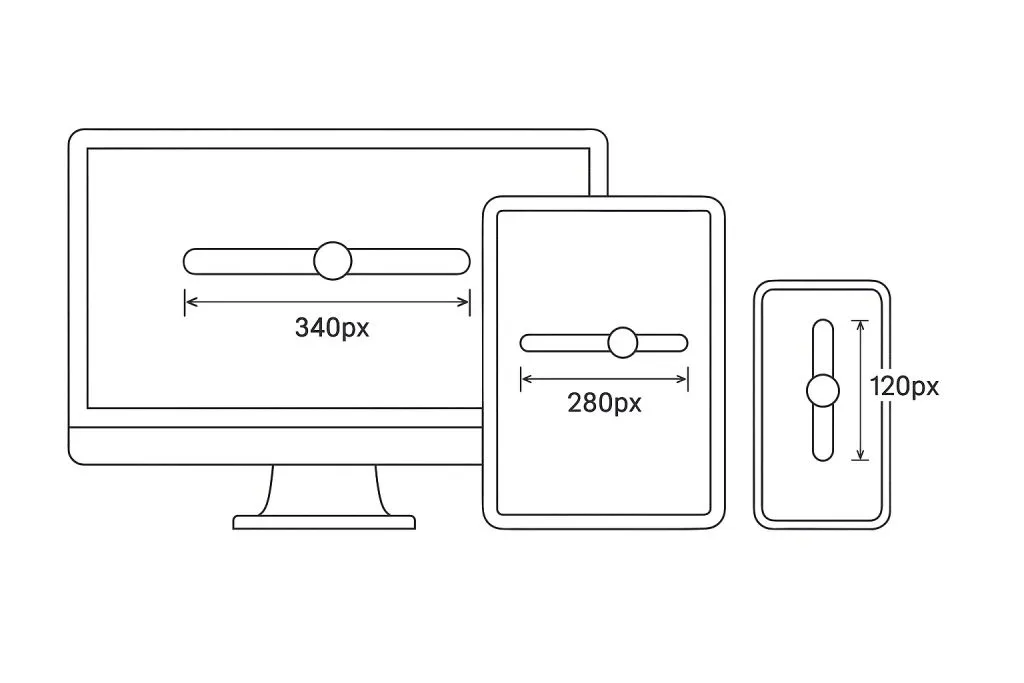 Slider example illustrating responsiveness and mobile adaptation
