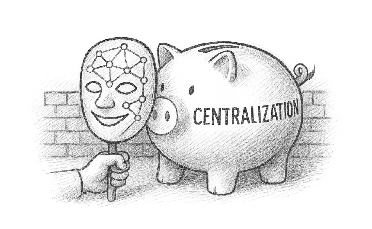 Design example illustrating centralization wrapped in decentralization branding