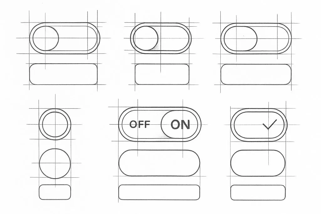 Toggle switch example illustrating visual alignment and spacing