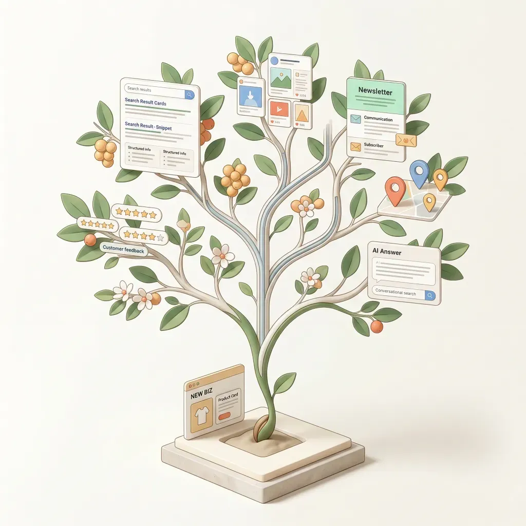 Design example illustrating social media as a search channel