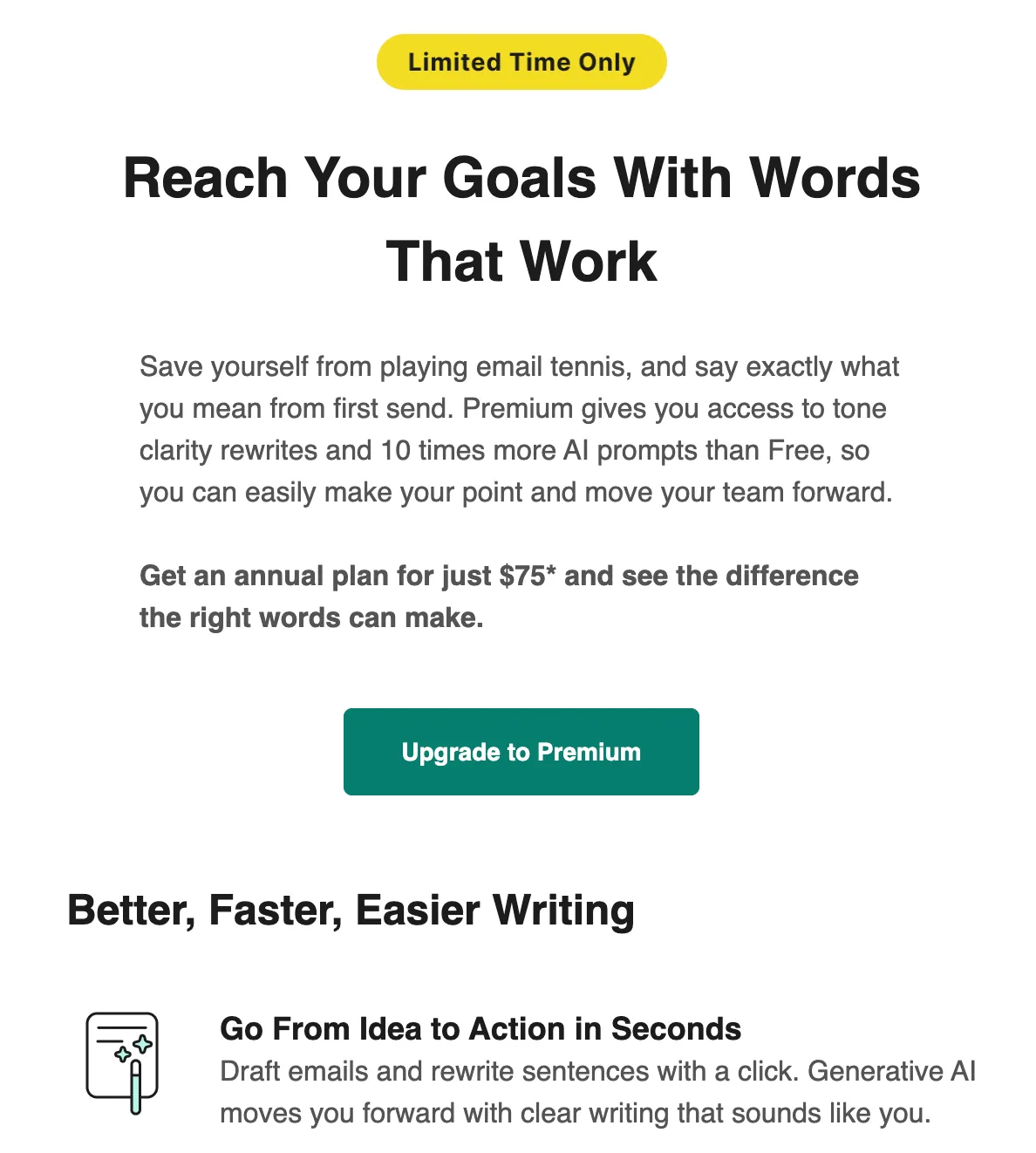 Call-to-action button placed in an email