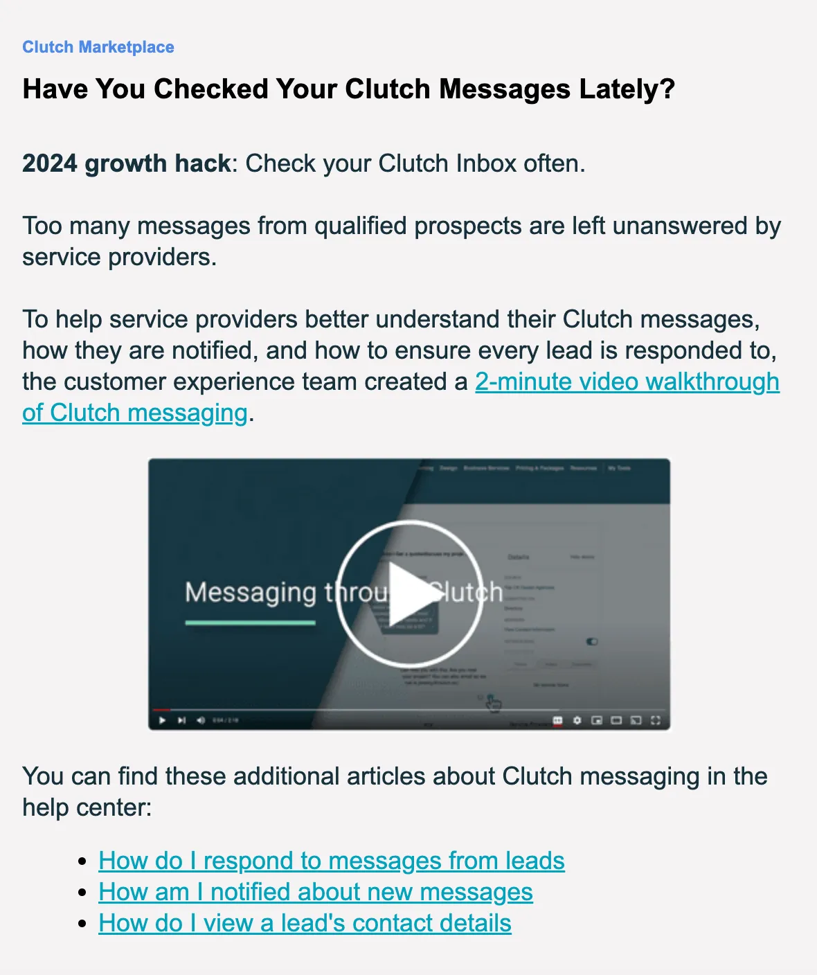 Video thumbnail embedded in an email