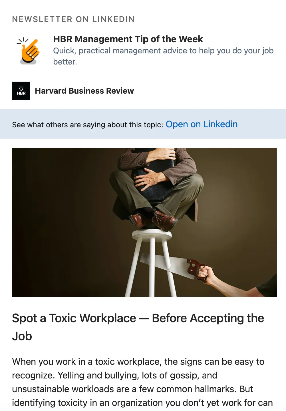 Social media embed inside an email